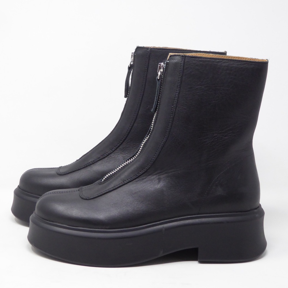 Steve Madden Women Booties Black Leather Front Zip Platform Jones 8 - Picture 4 of 10